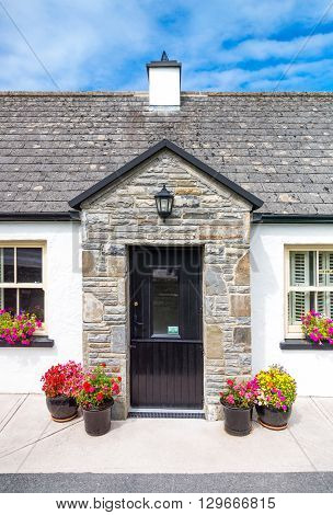 Calway Ireland - August 4 2013: The entrance of a traditional house in the Doolin village