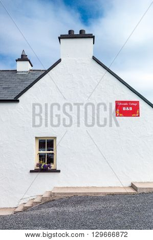 Calway Ireland - August 4 2013: A traditional house with B&B sign in the Doolin village