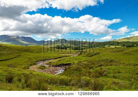 Ireland Calway county landscape of the Connemara area