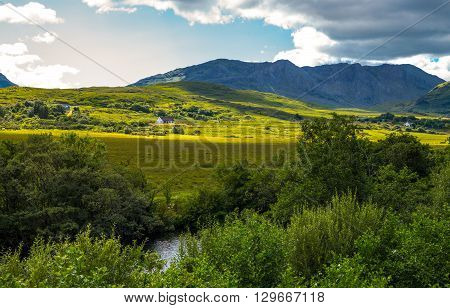 Ireland Calway county landscape of the Connemara area