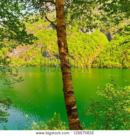 Lake Lago del Mis in the Italian Dolomites