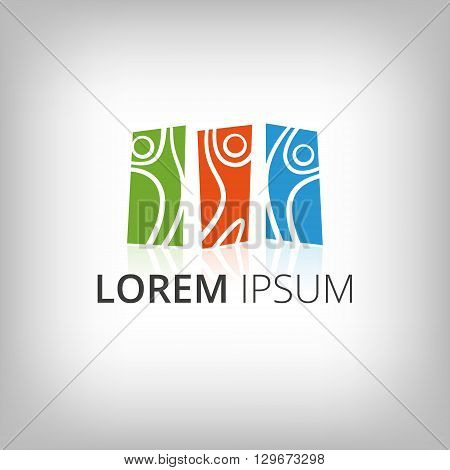 Abstract people silhouette vector logo design template. Concept for teamwork creativity training business partnership sport team.