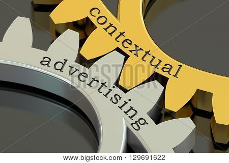 Content Advertising concept on the gearwheels 3D rendering