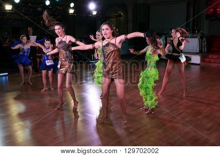 MOSCOW - MARCH 19: Unidentified teens age 12-18 compete at artistic dances at European Artistic Dace Championship, organized by World Dance Artistic Federation on March 19, 2016, in Moscow.