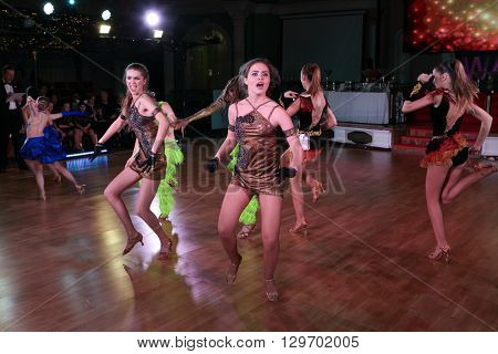 MOSCOW - MARCH 19: Unidentified teens age 12-18 compete at artistic dances at European Artistic Dace Championship, organized by World Dance Artistic Federation on March 19, 2016, in Moscow.