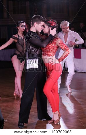 MOSCOW - MARCH 19: Unidentified teens age 10-18 compete at artistic dances at European Artistic Dace Championship, organized by World Dance Artistic Federation on March 19, 2016, in Moscow.