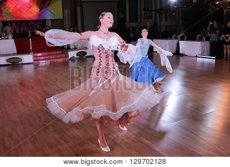 MOSCOW - MARCH 19: Unidentified teens age 12-18 compete at artistic dances at European Artistic Dace Championship, organized by World Dance Artistic Federation on March 19, 2016, in Moscow.