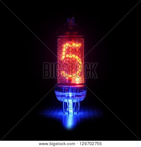 It is the authentic retro-style gas-discharge display.  Display has blue backlight.  Digit 5 and point