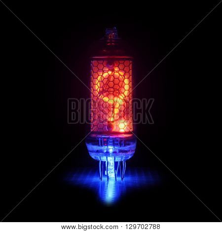 It is the authentic retro-style gas-discharge display.  Display has blue backlight.  Digit 9 and point
