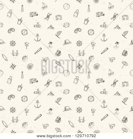 Nautical seamless pattern. Hand drawn vector illustration.