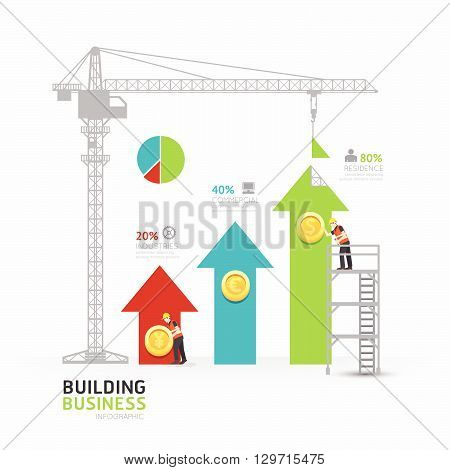 Infographic business arrow graph template design.building to success concept vector illustration / graphic or web design layout.