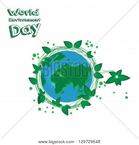 World Environment Day. Earht is our home. Art Earth on white background. Vector illustration