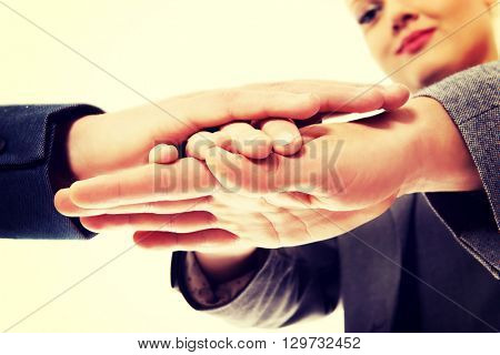 Business team with their hands together