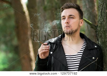 Smoking Guy With A Cigarette