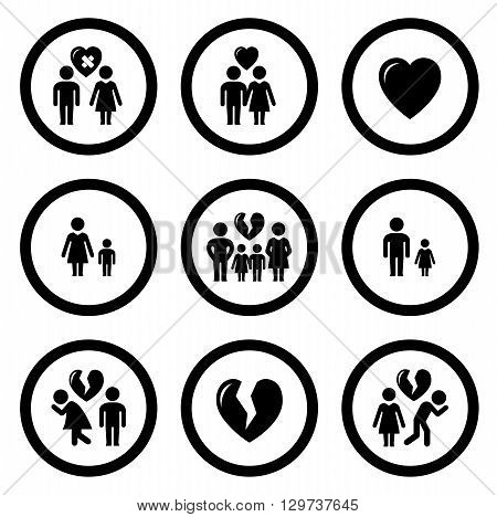 set of round isolated family situation concept symbols
