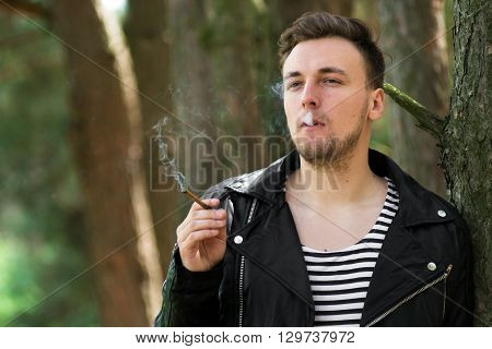 Smoking Guy With A Cigarette