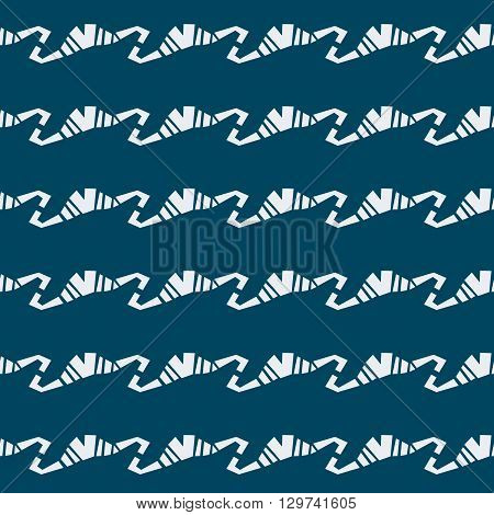 Seamless native vector pattern white wave on blue background