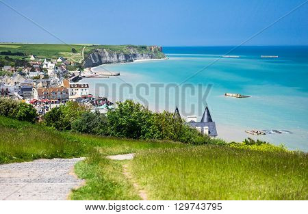France Normandy view of Arromanches one of the places of the second World War landing