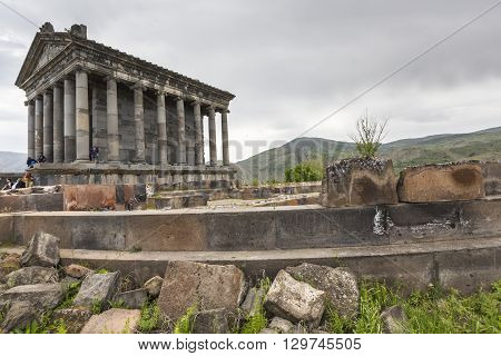 Garni, Armenia - May 02,2016 : Ancient Garni Pagan Temple, The Hellenistic Temple In Armenia