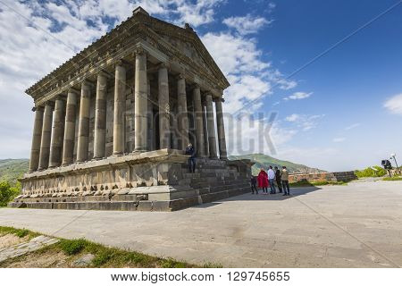 Garni ARMENIA - May 02 2016 : Ancient Garni pagan Temple the hellenistic temple in Armenia