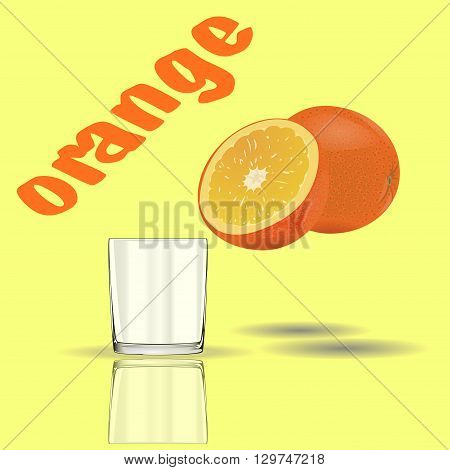 Orange juice . Glass with fresh juice . reflection