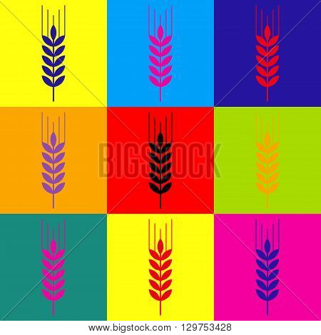 Wheat sign. Pop-art style colorful icons set.