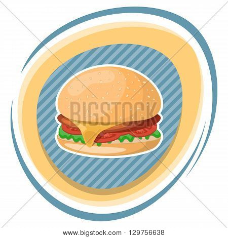 Hamburger colorful icon. Vector illustration in cartoon style