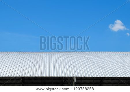 Roof Of Metal Sheet Building With Clear Blue Sky Background
