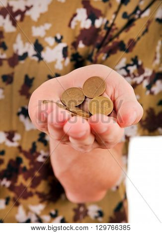 The Russian Coins in the Hand closeup