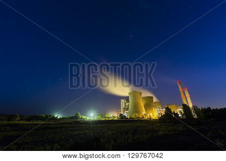 Coal Power Station At Night