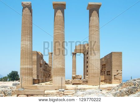 Ancient Temple on The Beach of Greek Island of Rhodes