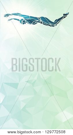 Butterfly Swimmer Color Silhouette. Sport swimming, dolphin kick. Vector Professional Swimming Illustration