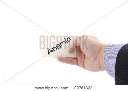 Anemia text concept isolated over white background