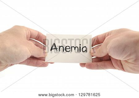 Anemia text concept isolated over white background