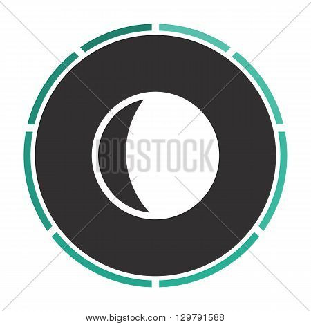 lunation Simple flat white vector pictogram on black circle. Illustration icon