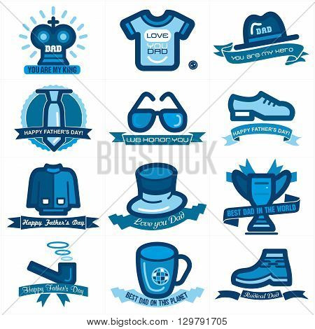 Set of twelve mnemonics for Fathers day celebration