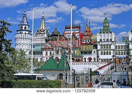 MOSCOW, RUSSIA - MAY 7, 2016: Izmailovskiy Kremlin in Moscow on a sunny day