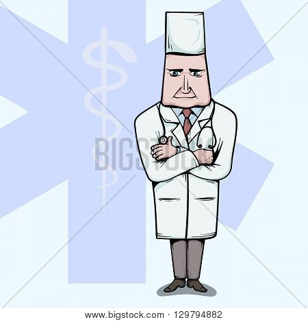Doctor standing with crossed hands vetor illustration