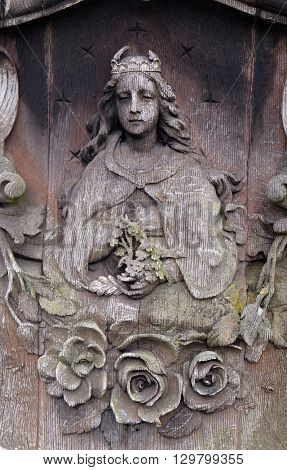 URSBERG, GERMANY - JUNE 09: Detail of a mourning sculpture on a Ursberg, Germany on June 09, 2015.