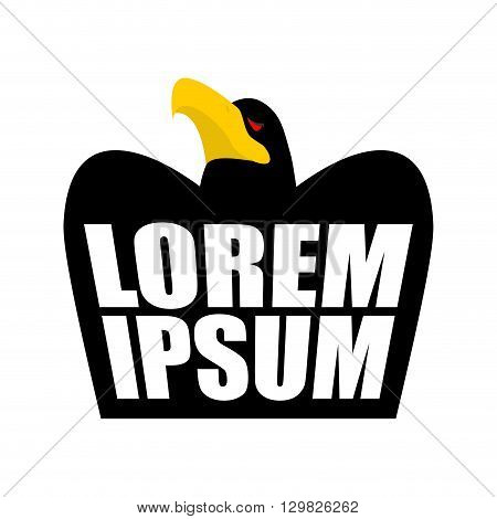 Black Eagle Logo. Black Crow Sign. Head Of Hawk Emblem. Bird Of Prey Wit Large Beak On White Backgro