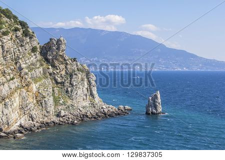 background landscape view on the rock sail near the Swallow's Nest, Gaspra, Yalta