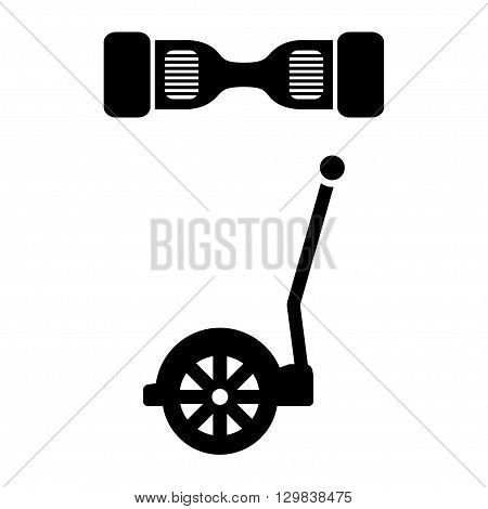 Vector black segway icon. Alternative transport vehicle segway electric gyro scooter