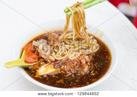 A bowl of Loh mee local food in Penang Malaysia
