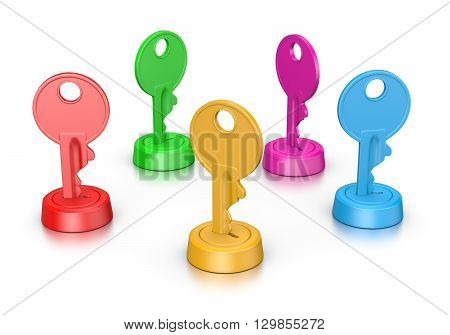 Colorful Keys In The Lock
