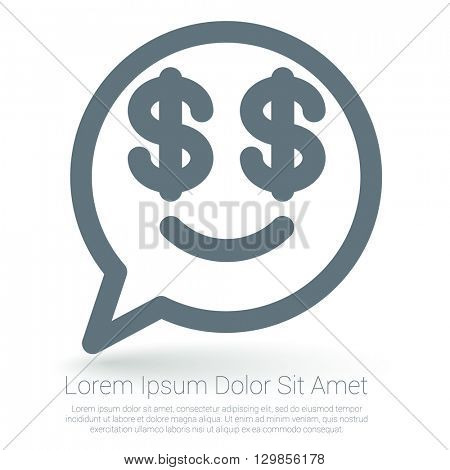 Dollar emoticon vector mock up.