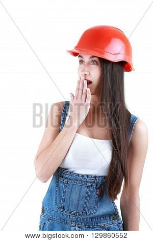 woman dressed in clothing of the builder