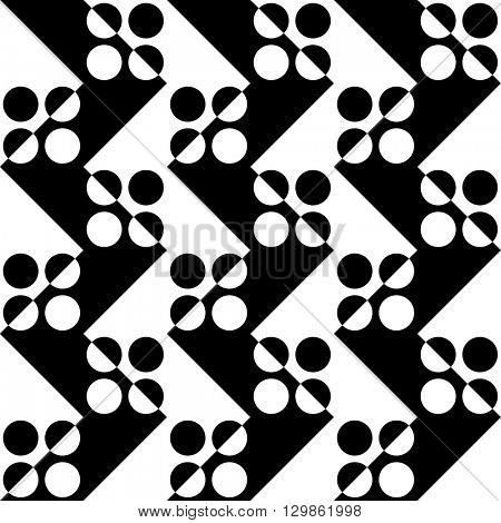 Seamless Circle and ZigZag Pattern. Abstract  Monochrome Background. Vector Regular Texture