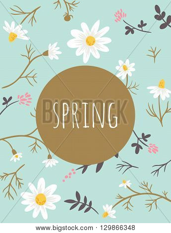 Chamomile. floral background. hand drawn vector illustration