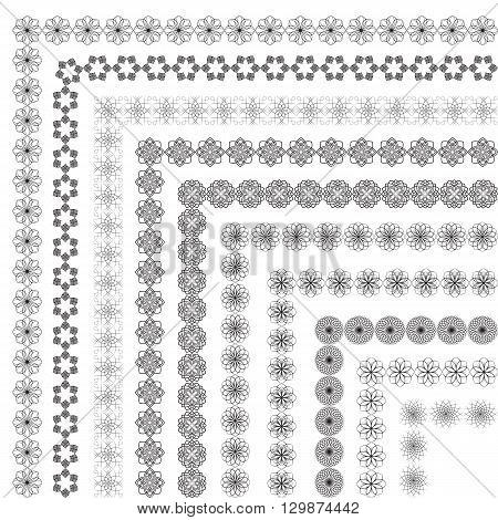 Set of vector floral brushes with the outside corners to create frames and borders. The brush included in the file