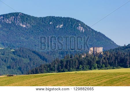 Castle Likavka Near Ruzomberok In Slovakia In Summer